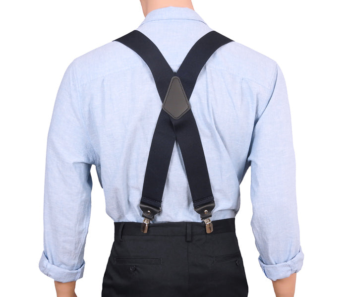 Lindenmann Bretelle Uomo A X - Blu Navy, Larghezza 30 Mm, Lunghezza 110 Cm, 4 Clip, Made In Germany