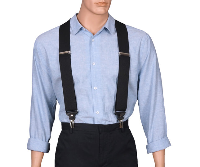 Extra Wide Black Braces With Twin Pin Clips