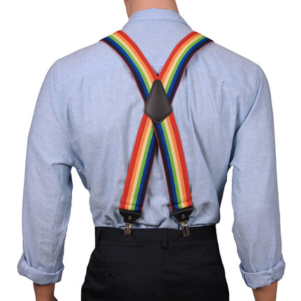 Extra Wide Rainbow Striped Braces