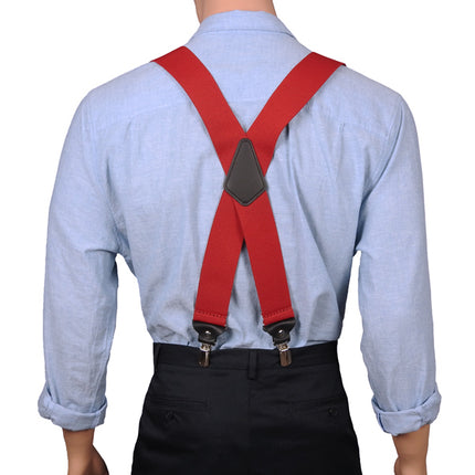 Extra Wide Red Twin Pin Braces X Back