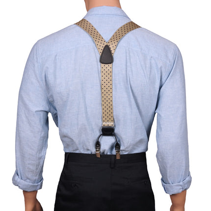 Khaki Dotted Double Clip Y Back Braces