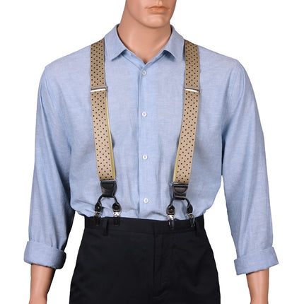 Khaki Dotted Six Clip Braces