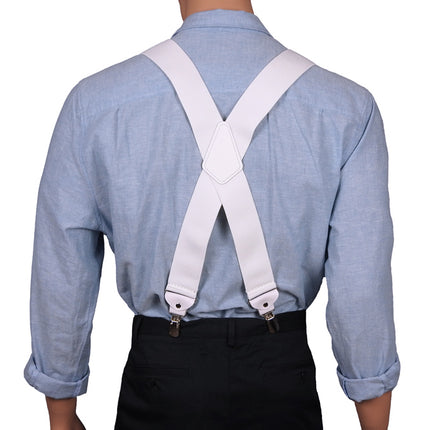 Extra Wide White X Back Braces With Twin Pins