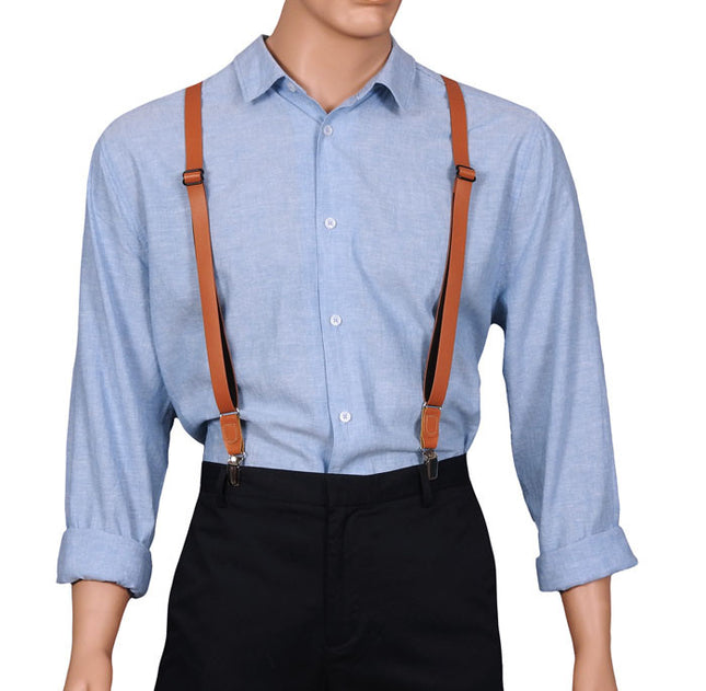 Tan Leather Suspenders For Men