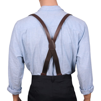 Brown Leather X Back Braces With D Tab Fastenings