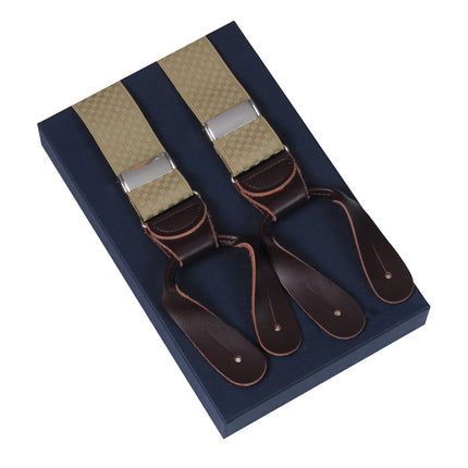 Beige X Back Button On Braces