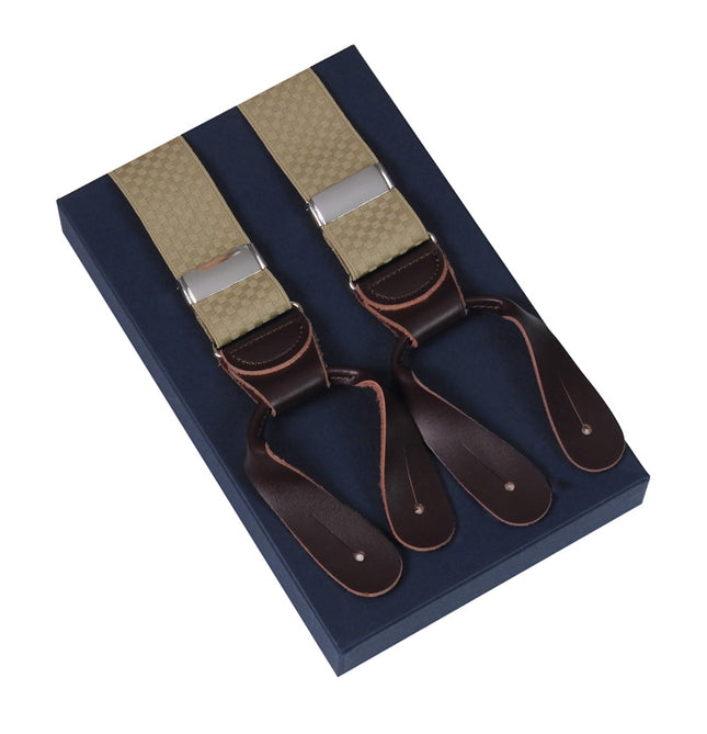 Beige X Back Button On Braces