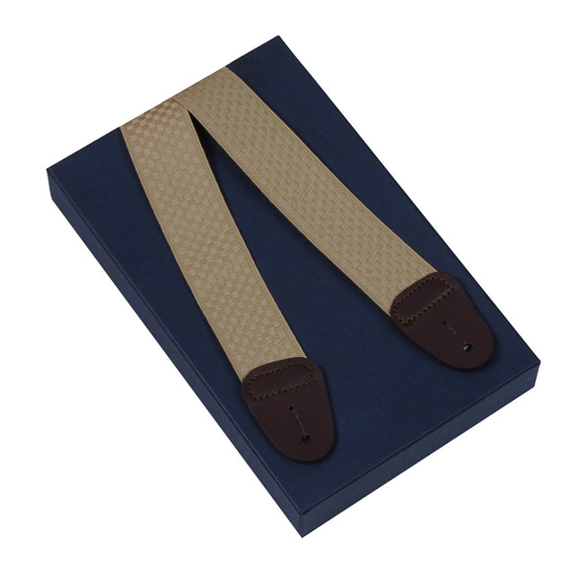 Beige Button On Braces X-Back With D-Tabs