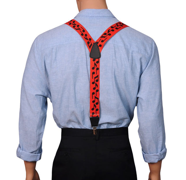Red Musical Note Y Back Braces