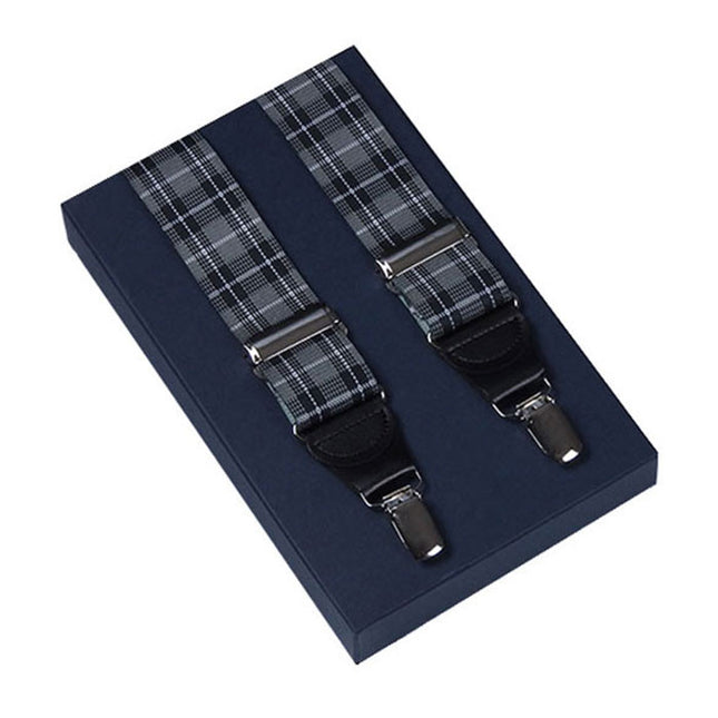 Grey Plaid Suspenders