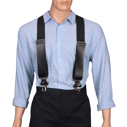 2 inch wide black leather braces