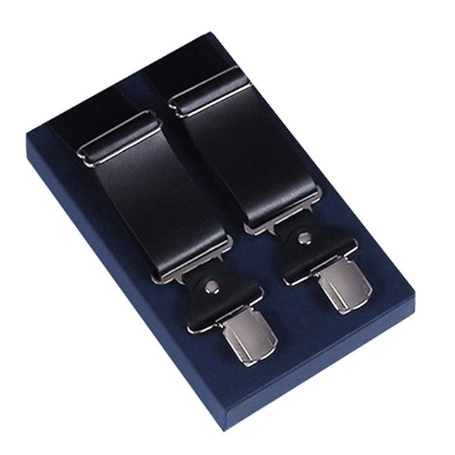 Extra Wide Black Leather Braces