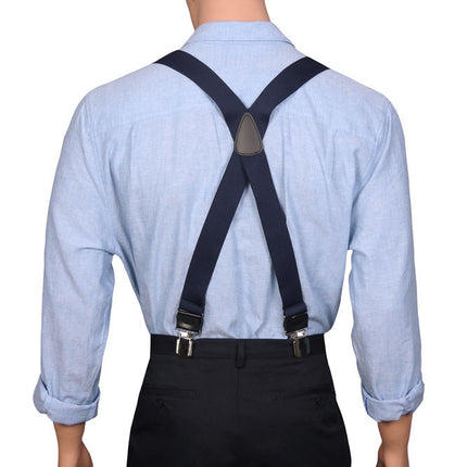 Navy Blue X Back Twin Pin Braces