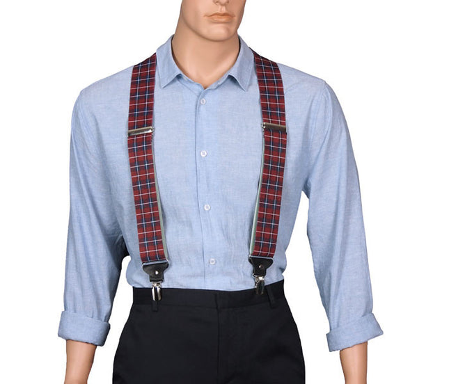 Extra Wide Red Plaid Braces