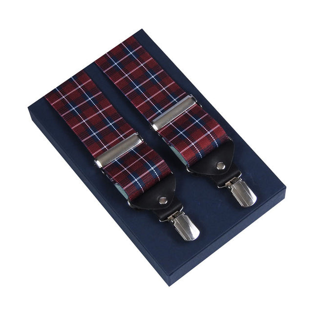 Extra Wide Burgundy Plaid Braces