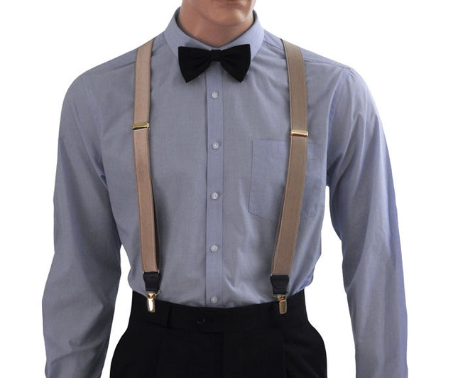 Light Mocha Satin Braces Front