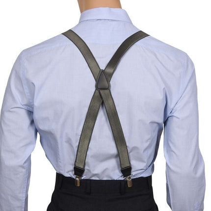Dark Grey Satin Braces X Back