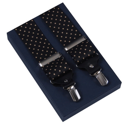 Black Extra Wide Braces With Beige Dots