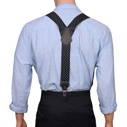 Y-Back Wide Black Dotted Braces