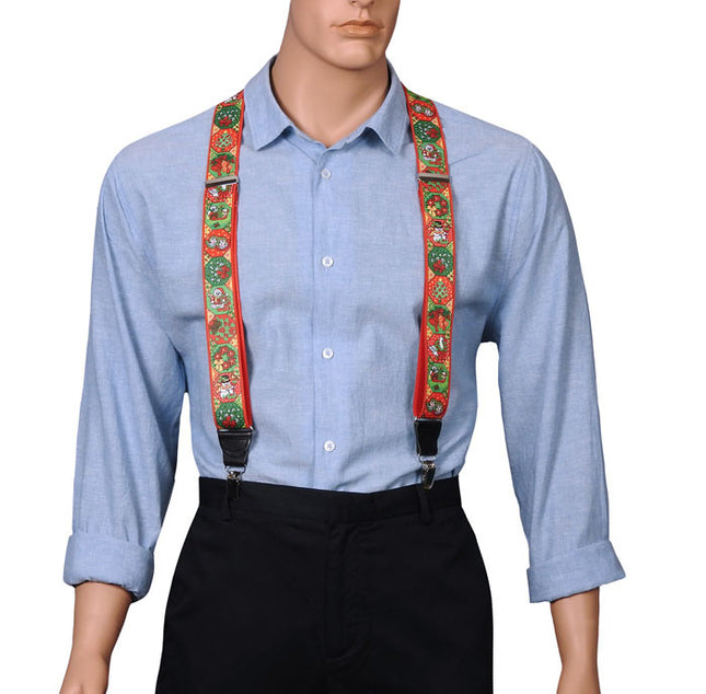 Red Christmas Braces For Men