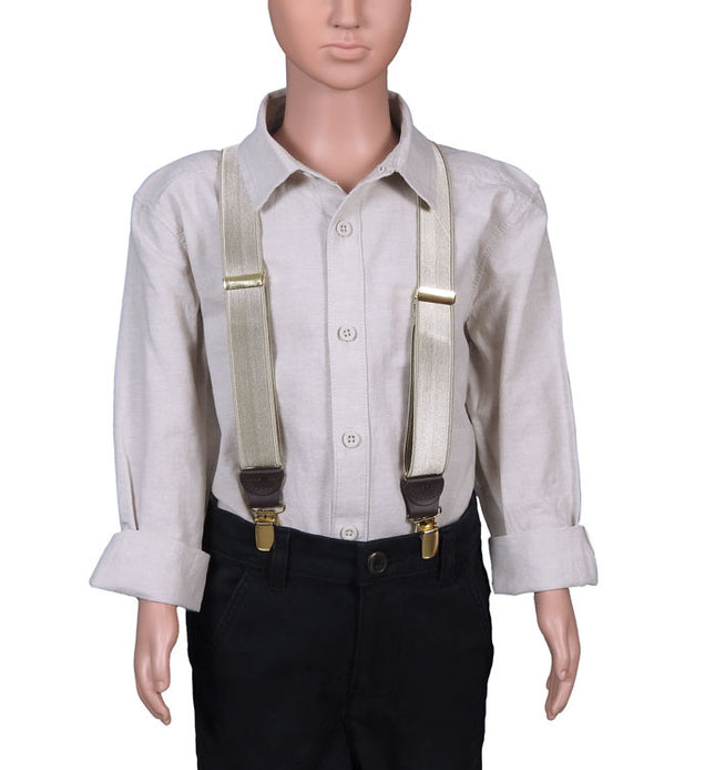 Boys Mocha Satin Braces Front