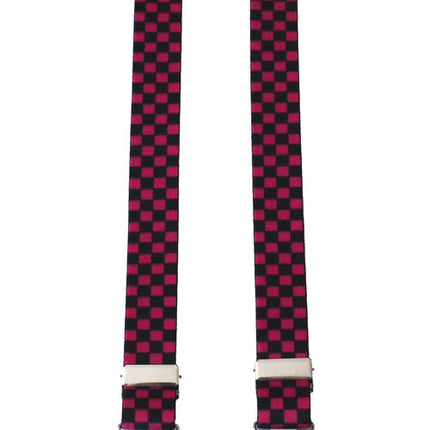 Kids Pink And Black Check Braces