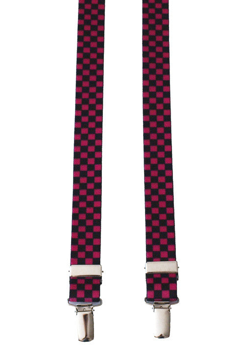 Kids Pink And Black Check Braces