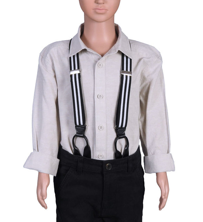 Striped Button Braces For Kids Front