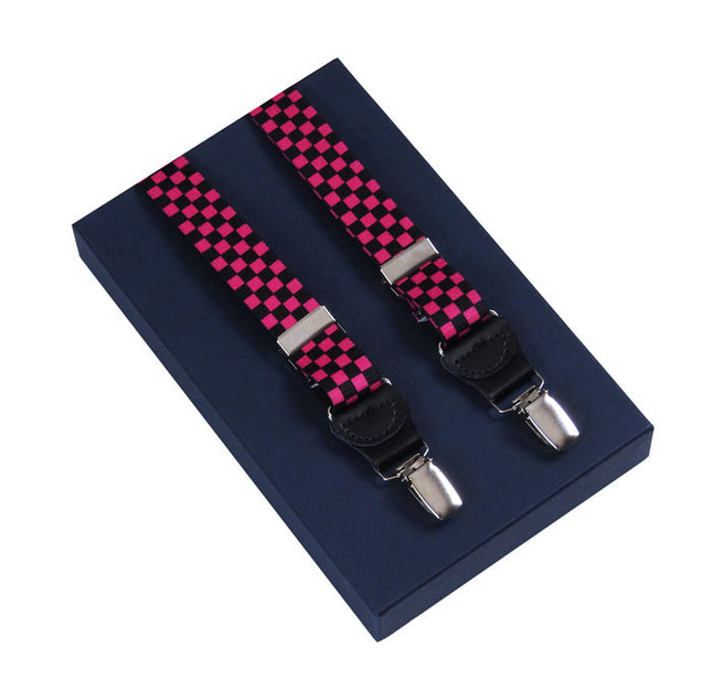 Pink And Black Checked Braces For Women