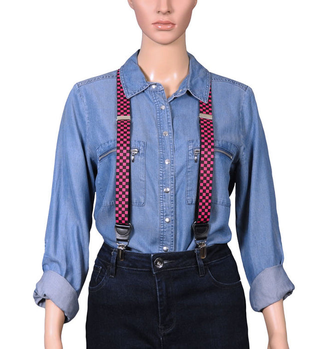 Pink Check Braces For Women