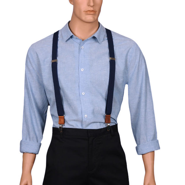 Wiseguy Essential Skinny Navy Blue Suspenders