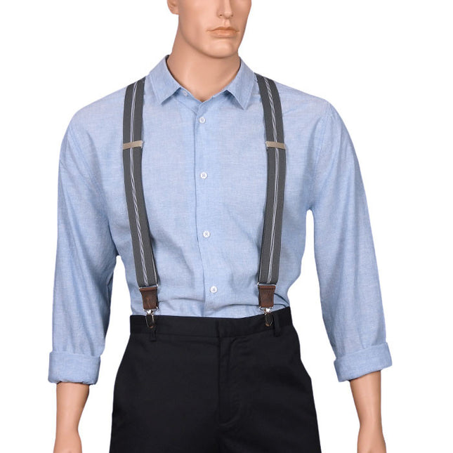 Wiseguy Grey Striped Suspenders