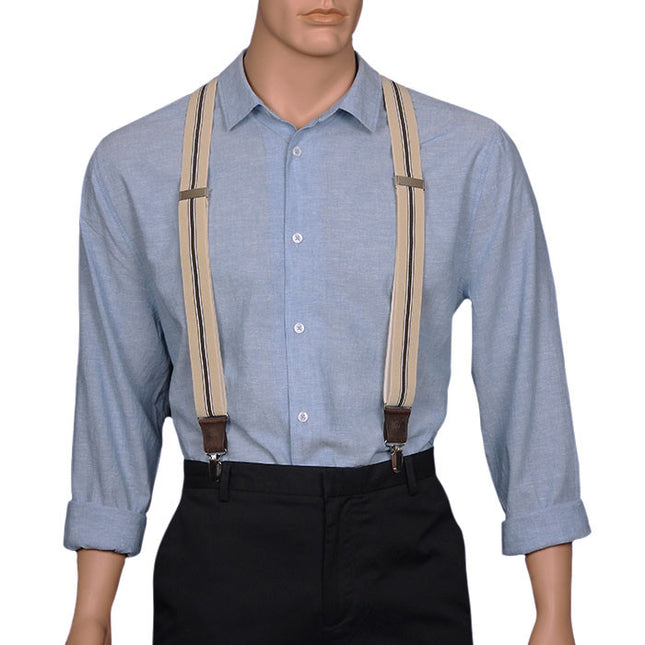 The Lawyer Beige Striped Braces Front