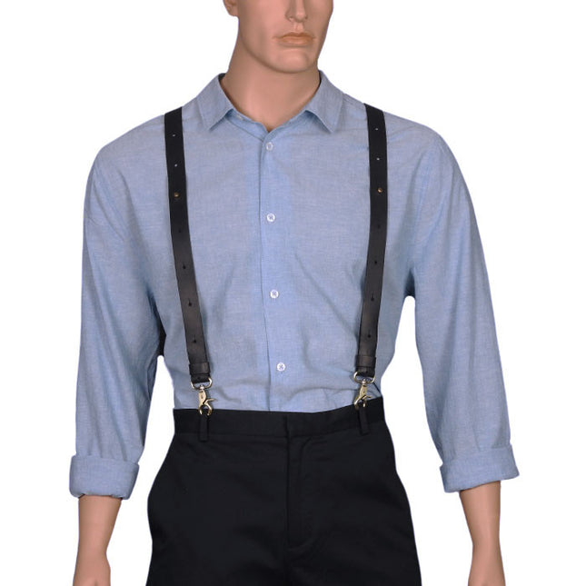 Wiseguy Suspenders Slim Black Crazy Horse