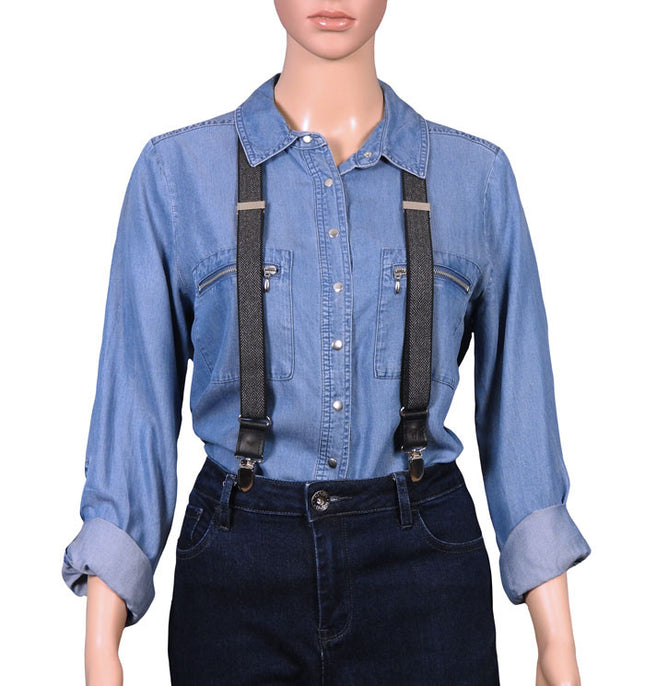 Wiseguy Black Herringbone Braces for Women